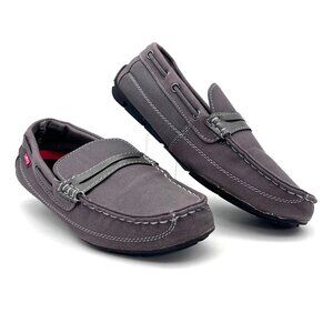 Levis Comfort Canvas Loafers Mens Size 9.5 Gray Textile Upper Casual Style Boat